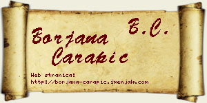 Borjana Čarapić vizit kartica